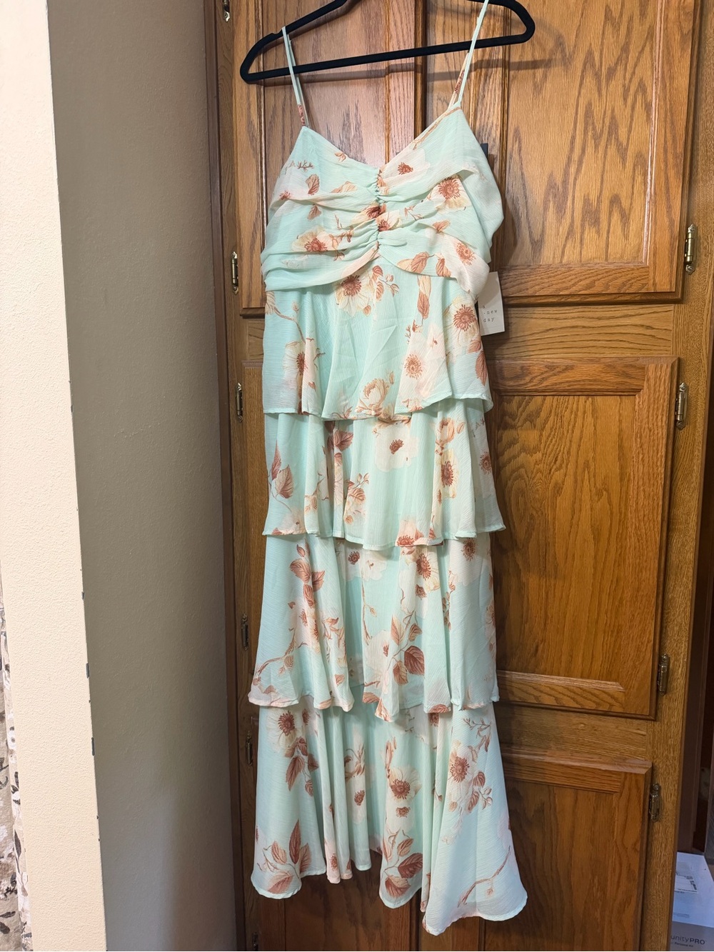 a new day Mint Green Floral Tiered Maxi Dress
